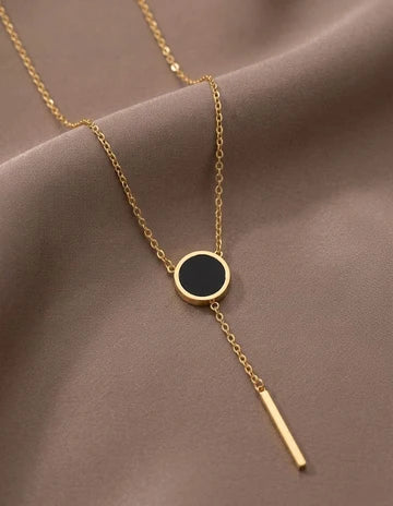 Black with gold chain pendant