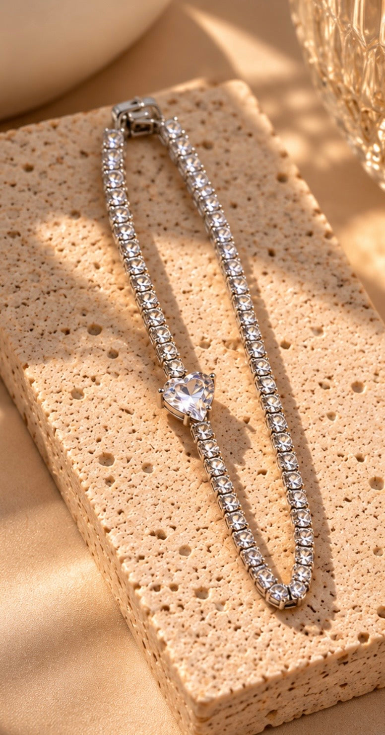 Silver heart crystal | Bracelet