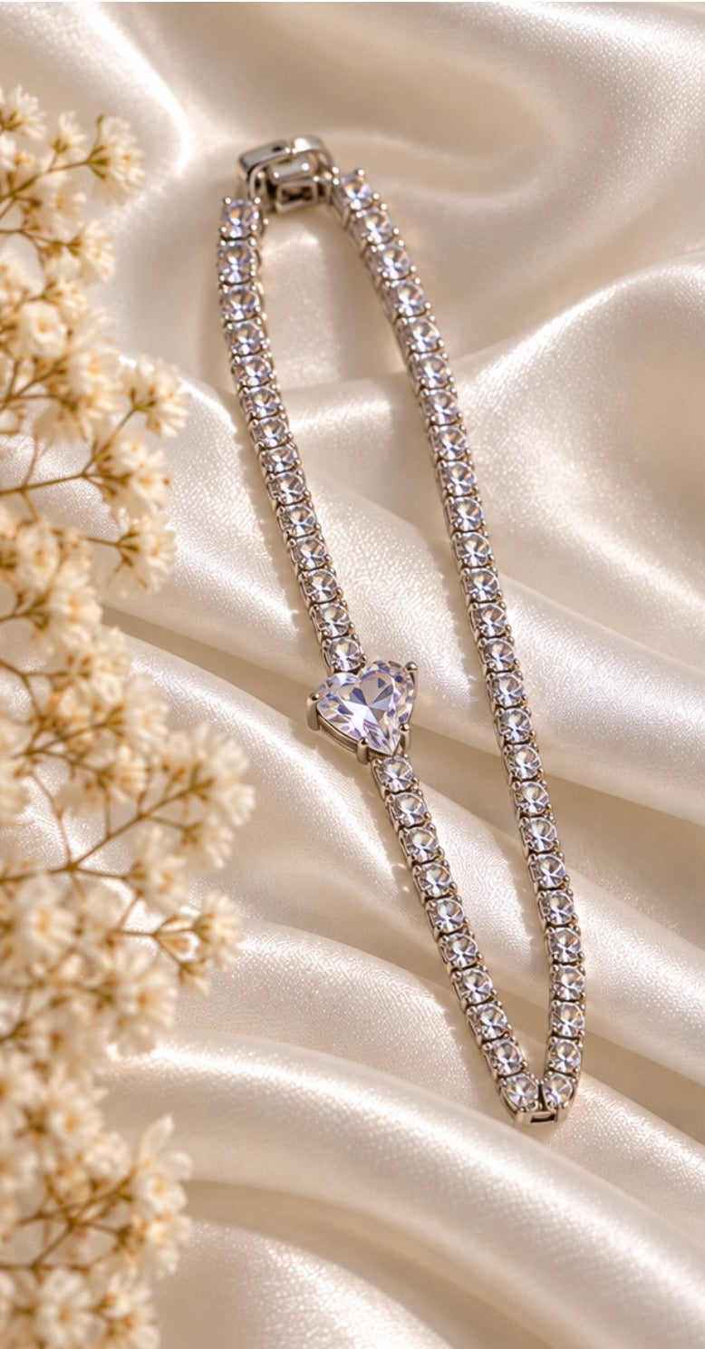 Silver heart crystal | Bracelet