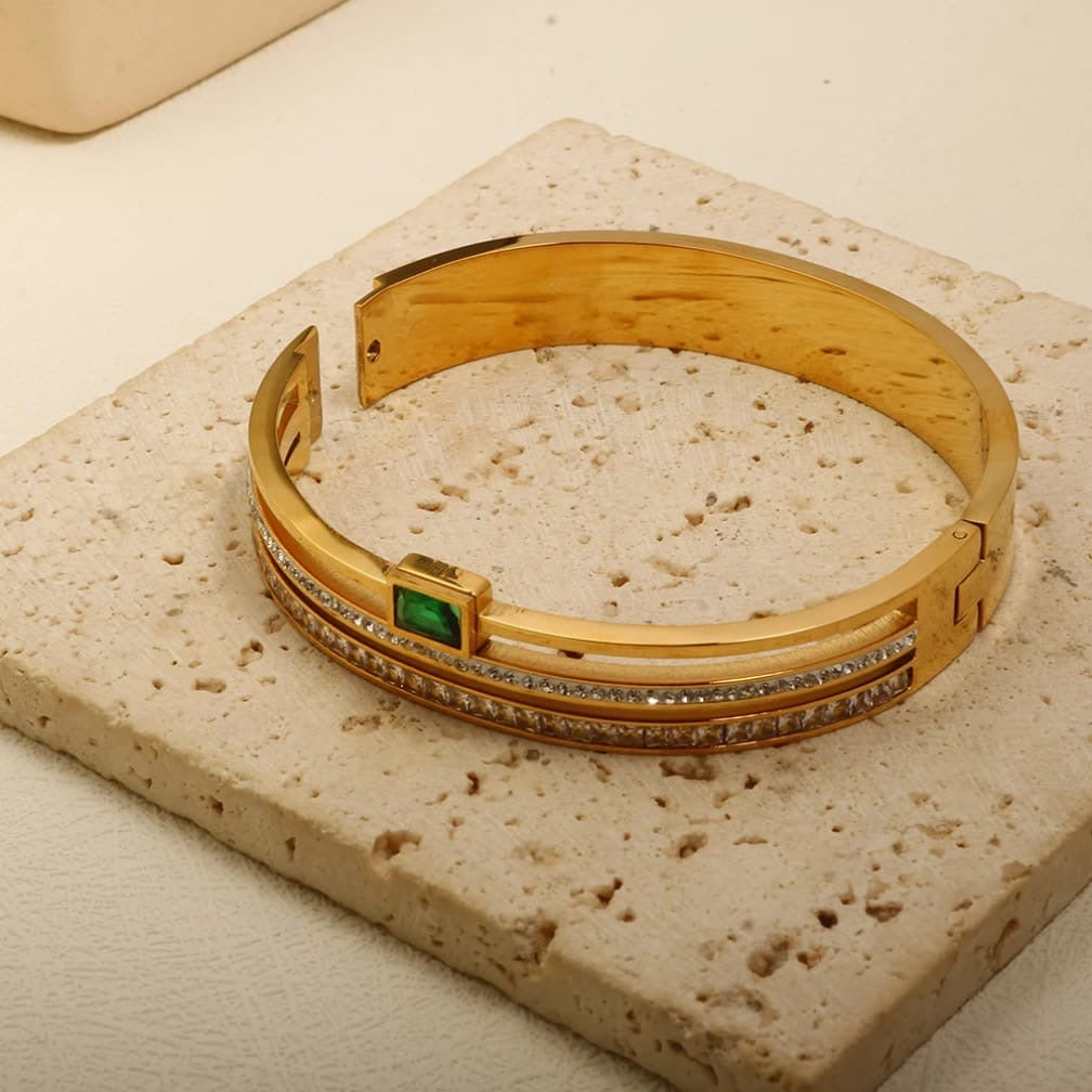 Green stone Solid | Stainless Steel Bracelet | Hot selling