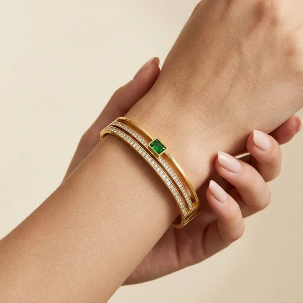 Green stone Solid | Stainless Steel Bracelet | Hot selling