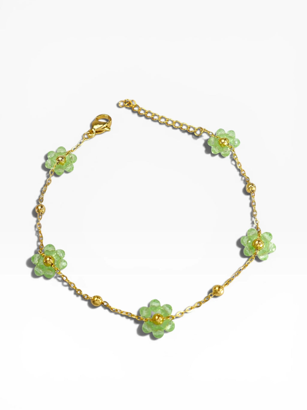 Waterproof Lemon Green Crystal Flower Bracelet ✨